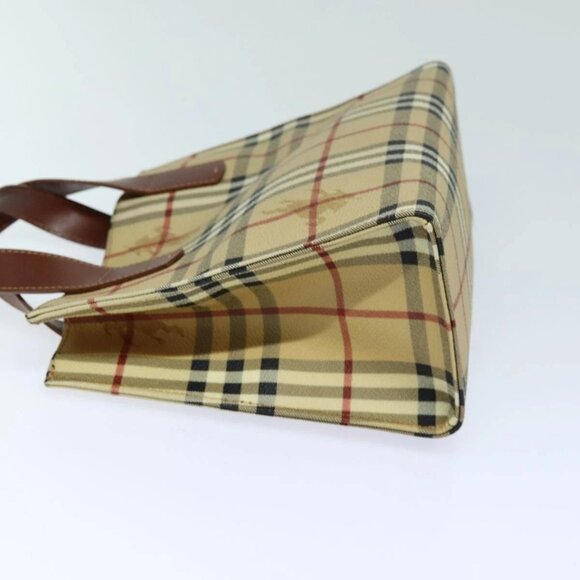 BURBERRY Nova Check Hand Bag PVC Leather Beige Auth - Picture 5 of 16